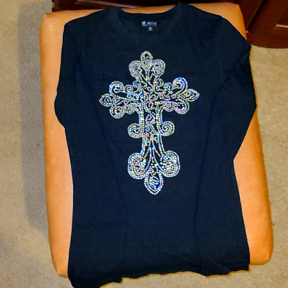 BOGO - Fleur-de-lis Rhinestone long sleeve Tee